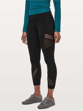 lululemon athletica Black Mesh In Motion Leggings